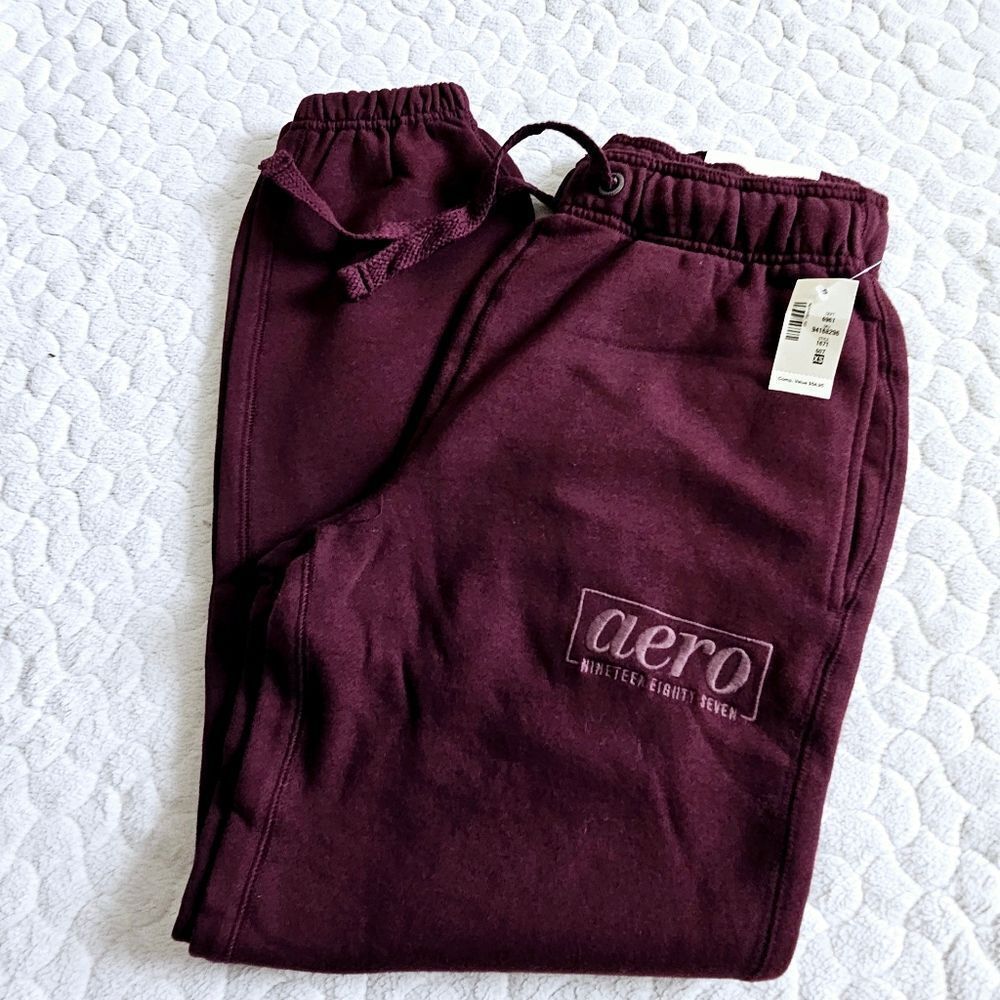 New Aeropostale mens sweatpants burgundy maroon XS